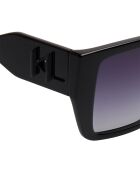 KL6098S N Rechthoekige zonnebril van gerecycled plastic in zwart