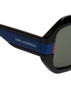 KL6124S Weite rechteckige Sonnenbrille in Schwarz-Blau-Lila