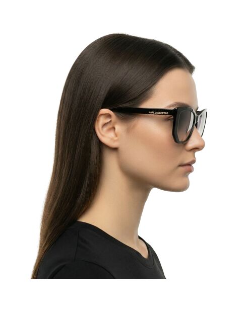 KL6071S rechthoekige kattenoogzonnebril van zwart acetaat