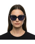 KL6089S transparante marineblauwe rechthoekige zonnebril van acetaat