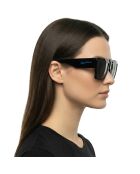 KLJ6148S brede rechthoekige zonnebril van zwart acetaat