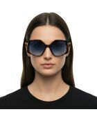 KL6208S moderne vierkante zonnebril dark havana