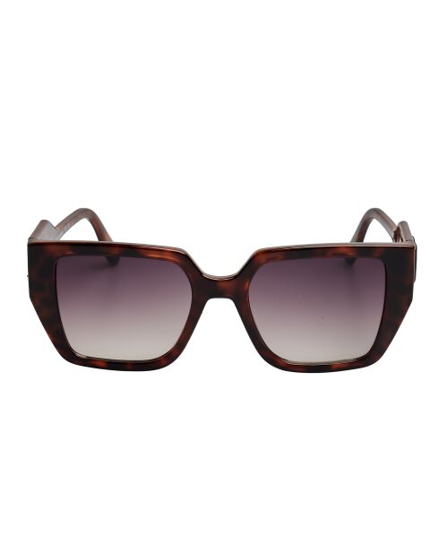 KL6098S N rechteckige Sonnenbrille aus recyceltem Kunststoff in dunklem Havanna