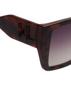 KL6098S N rechteckige Sonnenbrille aus recyceltem Kunststoff in dunklem Havanna