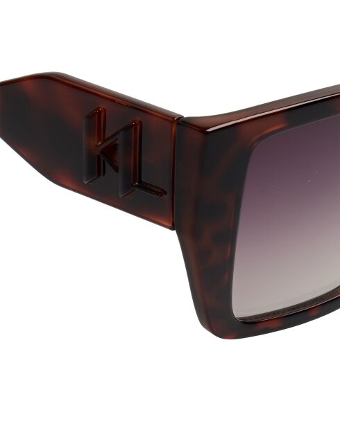 KL6098S N rechteckige Sonnenbrille aus recyceltem Kunststoff in dunklem Havanna