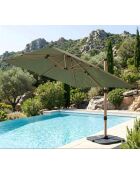Parasol déporté effet bois Quartz vert mélèze - 3x3m