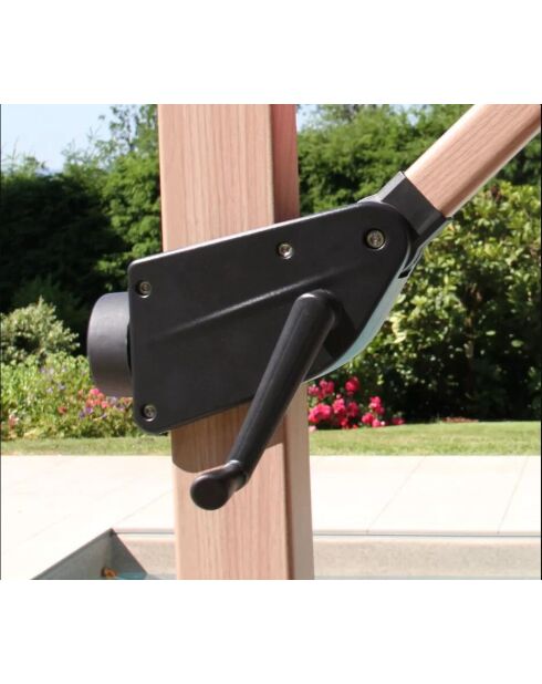 Parasol déporté effet bois Quartz vert mélèze - 3x3m