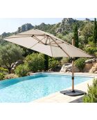 Parasol déporté effet bois Quartz lin - 3x3cm