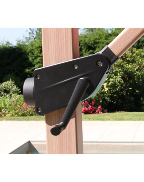 Parasol déporté effet bois Quartz lin - 3x3cm