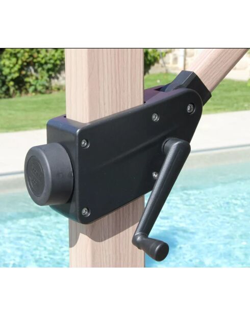 Parasol déporté effet bois Quartz anthracite - 3x3m