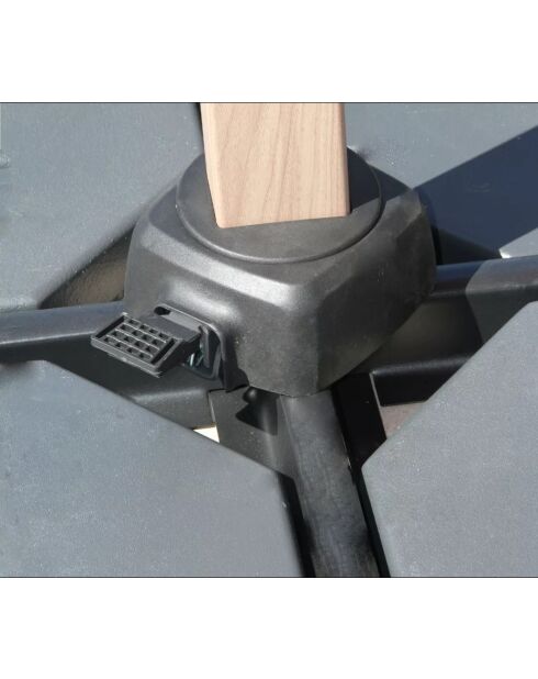 Parasol déporté effet bois Quartz anthracite - 3x3m