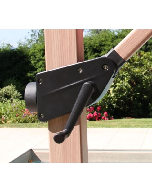 Parasol déporté effet bois Quartz anthracite - 3x3m