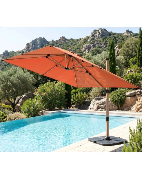 Parasol déporté Quartz effet bois Quartz terracotta - 3x3 cm