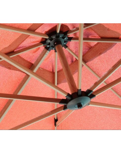 Parasol déporté Quartz effet bois Quartz terracotta - 3x3 cm