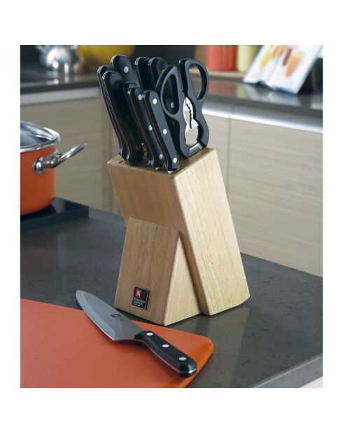 Bloc 15 couteaux de cuisine Cucina gris/noir