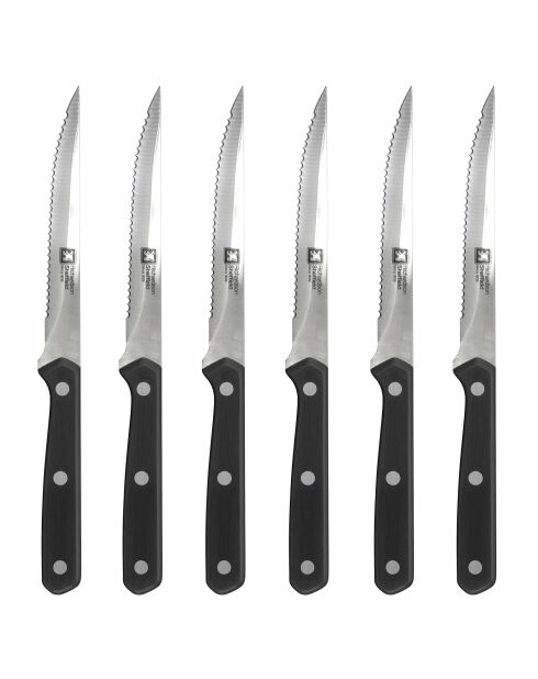 Coffret 6 couteaux steak Cucina gris/noir