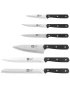 Bloc 6 couteaux de cuisine Cucina gris/noir