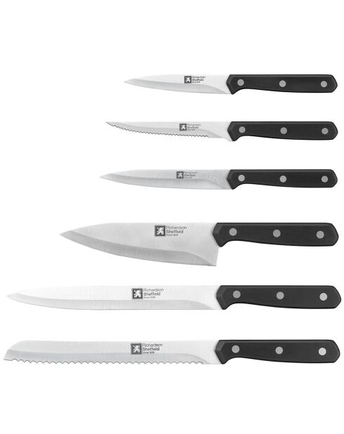 Bloc 6 couteaux de cuisine Cucina gris/noir