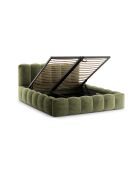Lit Coffre Avec Tête de Lit en chenille Senna vert clair - 226x166x95cm