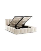 Bedbank met fluwelen hoofdeinde Tweepersoons Senna beige - 226x166x95cm