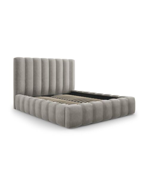 Brustbett mit Samtkopfteil Gina hellgrau - 230x165x125cm