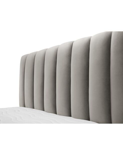 Brustbett mit Samtkopfteil Gina hellgrau - 230x165x125cm