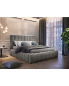 Brustbett mit Samtkopfteil Gina hellgrau - 230x165x125cm