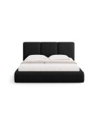 Borstbed met Chenille hoofdbord Bona zwart - 220x200x100cm