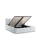 Kofferbed met hoofdeinde in lichtgrijze structuurstof Senna - 226x186x95cm