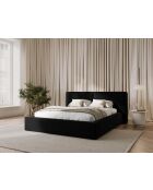 Arendal zwart tweepersoons fluwelen bed met fluwelen hoofdeinde - 228x194x97,5cm