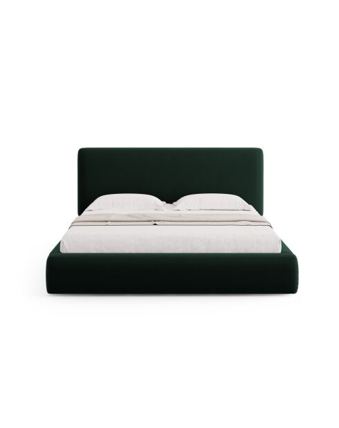 Lit Coffre Avec Tête de Lit en velours Colonel vert bouteille - 220x160x100cm