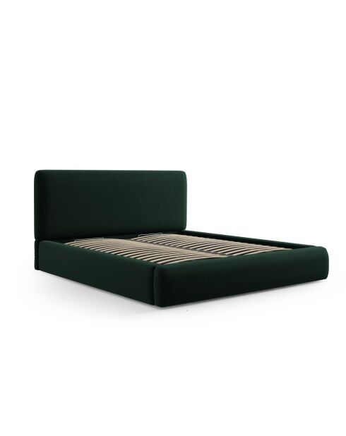 Lit Coffre Avec Tête de Lit en velours Colonel vert bouteille - 220x160x100cm