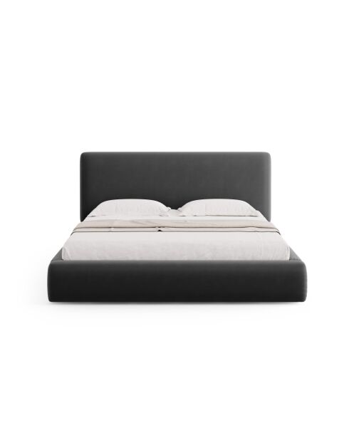 Donkergrijs kofferbed Colonel met fluwelen hoofdeinde - 220x180x100cm