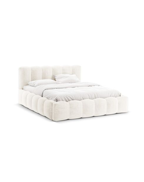 Borstbed met Chenille hoofdbord Senna lichtbeige - 226x166x95cm