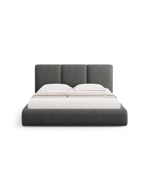 Brustbett mit Chenille-Kopfteil Bona dunkelgrau - 220x180x100cm