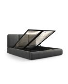 Brustbett mit Chenille-Kopfteil Bona dunkelgrau - 220x180x100cm