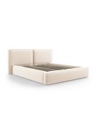 Arendal Lichtbeige tweepersoons fluwelen bed met fluwelen hoofdeinde - 228x234x97,5cm