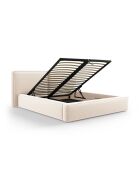 Arendal Lichtbeige tweepersoons fluwelen bed met fluwelen hoofdeinde - 228x234x97,5cm