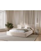 Arendal Lichtbeige tweepersoons fluwelen bed met fluwelen hoofdeinde - 228x234x97,5cm