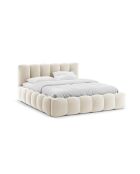 Bedbank met fluwelen hoofdeinde Tweepersoons Senna beige - 226x226x95cm