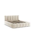 Bedbank met fluwelen hoofdeinde Tweepersoons Senna beige - 226x226x95cm