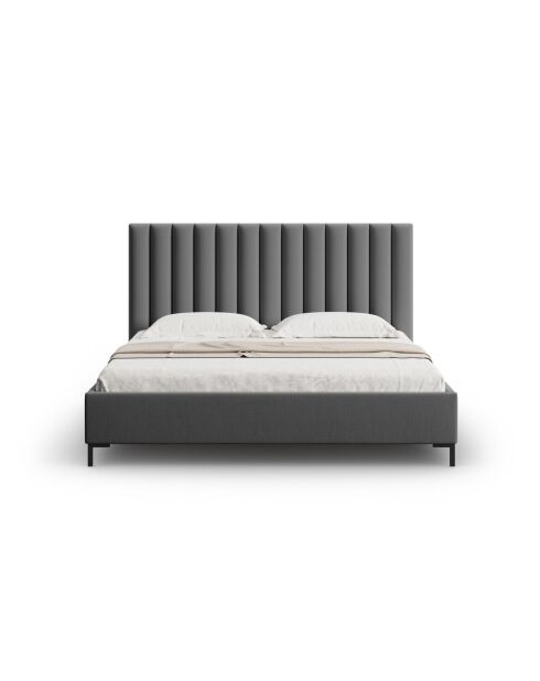 Apollo Kofferbett mit Kopfteil aus Strukturstoff, 220 x 170 x 130 cm, Dunkelgrau