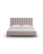 Lit Coffre Avec Tête de Lit en tissu structurel Apollo rose - 220x150x130cm