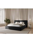 Bedkast met fluwelen hoofdeinde tweepersoons Arendal grijs - 228x251x97,5cm