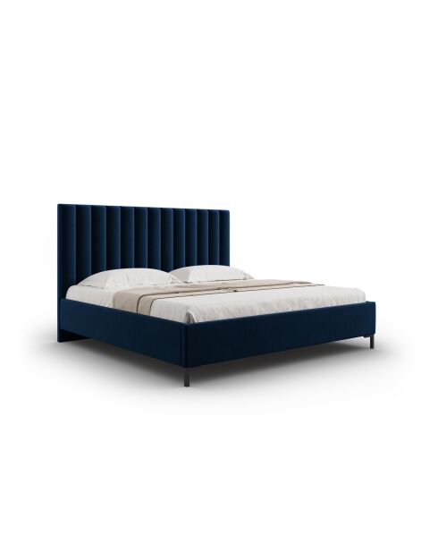 Cama tipo baúl Apollo Royal Blue con cabecero de terciopelo, 220 x 190 x 130 cm