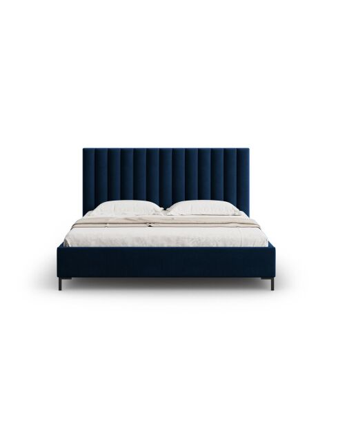 Cama tipo baúl Apollo Royal Blue con cabecero de terciopelo, 220 x 190 x 130 cm