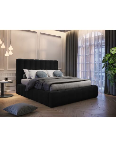 Brustbett mit Samtkopfteil Gina schwarz - 230x225x125cm