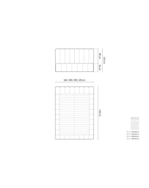 Brustbett mit Samtkopfteil Gina schwarz - 230x225x125cm