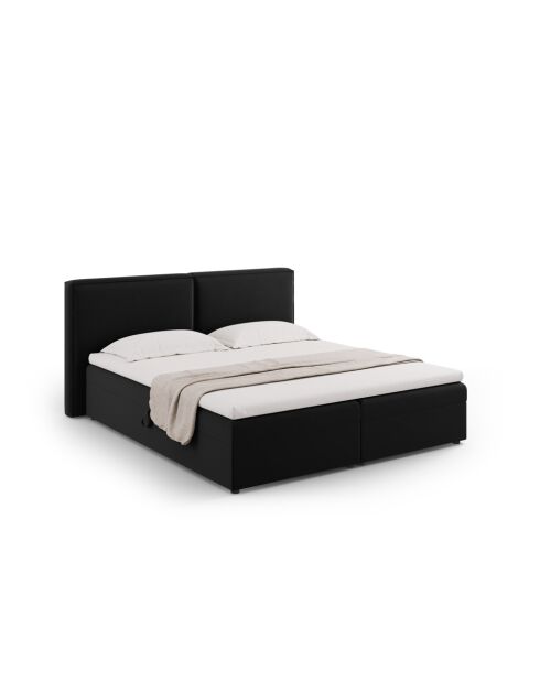 Ensemble boxspring en velours Arendal noir - 210x186x100cm