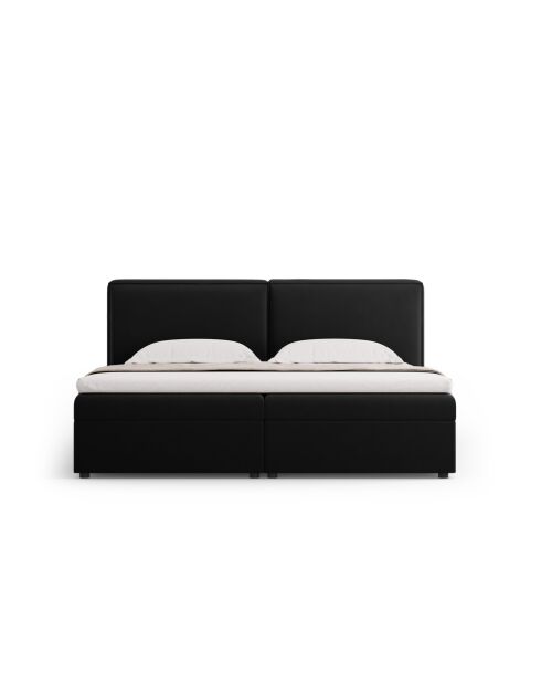 Ensemble boxspring en velours Arendal noir - 210x186x100cm